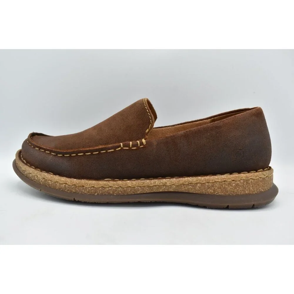 Born Mens 10 Baylor Brown Glazed Ginger‎ Distressed Suede Slip On Casual Shoes